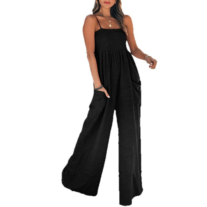 Dame Smocked Waist Bred Beinform Jumpsuit Stilla