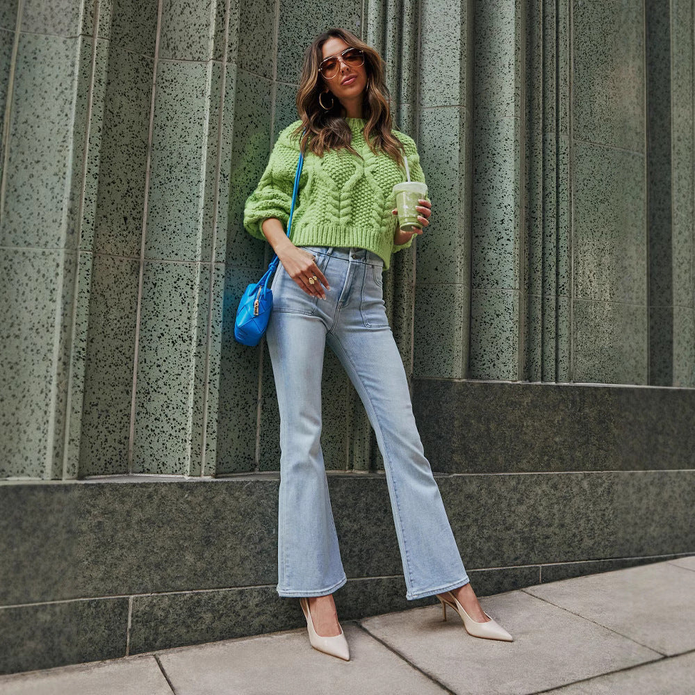 Dame flared jeans med høj talje og trendy snit Stilla