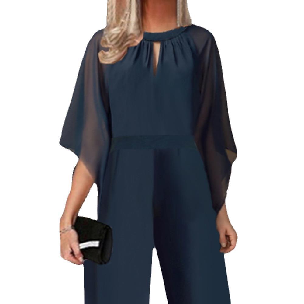 Damer elegant Jumpsuit med brede ben og gennemsigtige ærmer Stilla