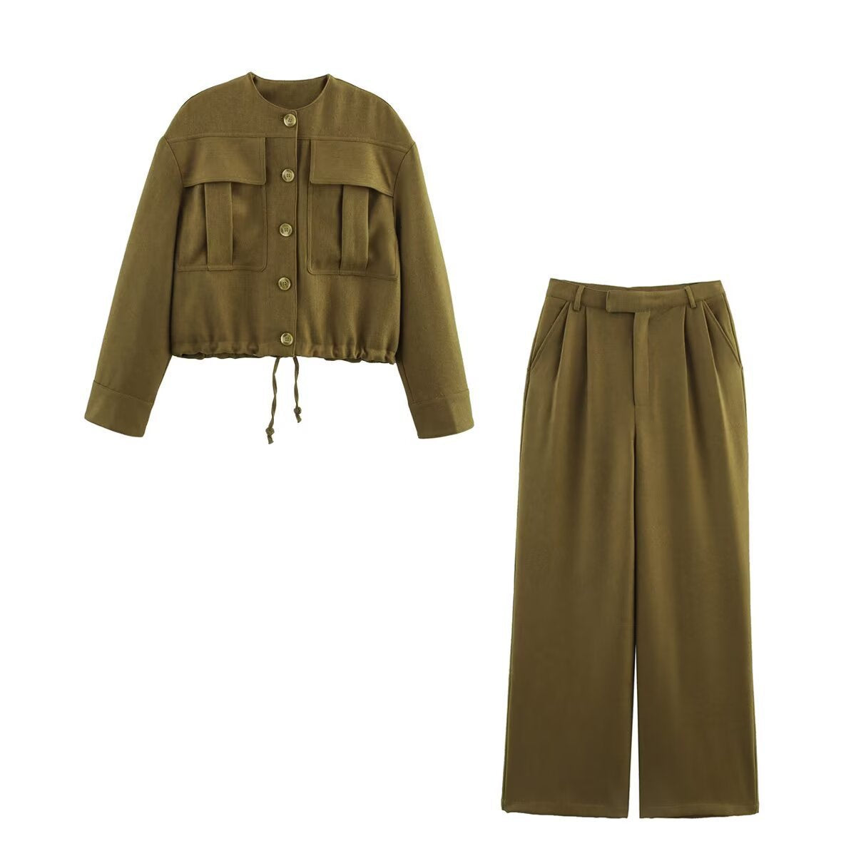 Dame cropped Utility-jakke med påsatte lommer Stilla