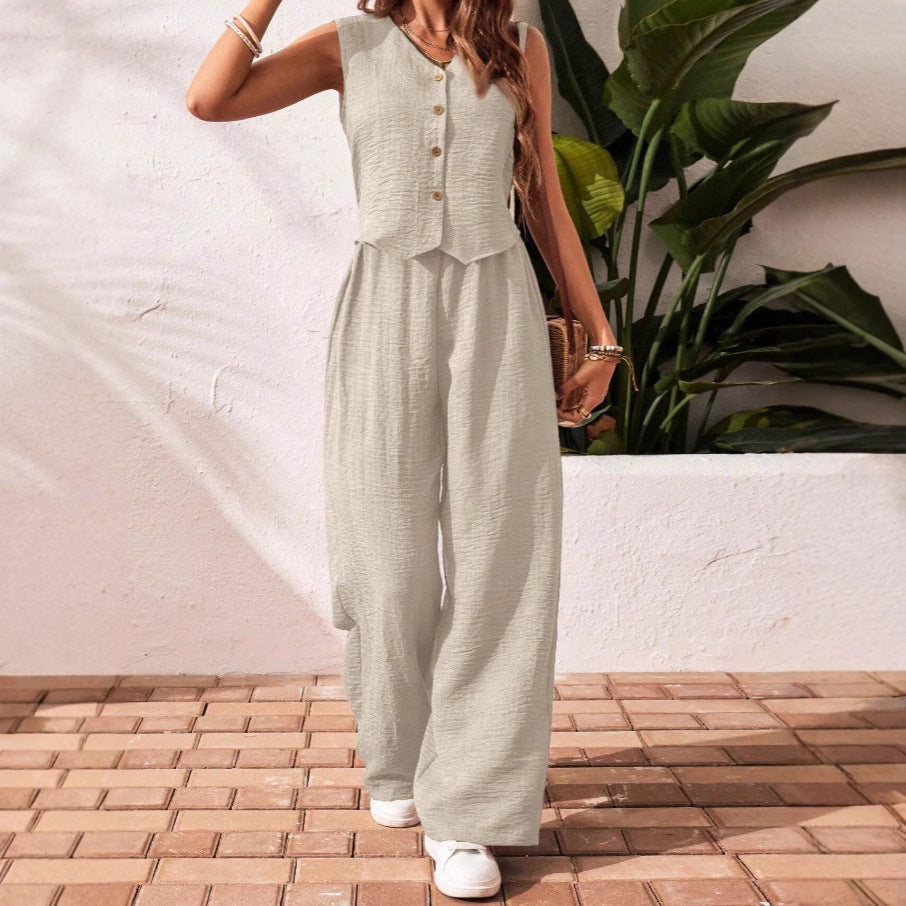 Dame afslappet jumpsuit med knapdetalje Stilla