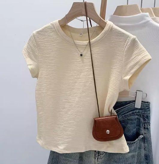 Dame Soft Cotton Kortærmet T-shirt med subtil tekstur Stilla