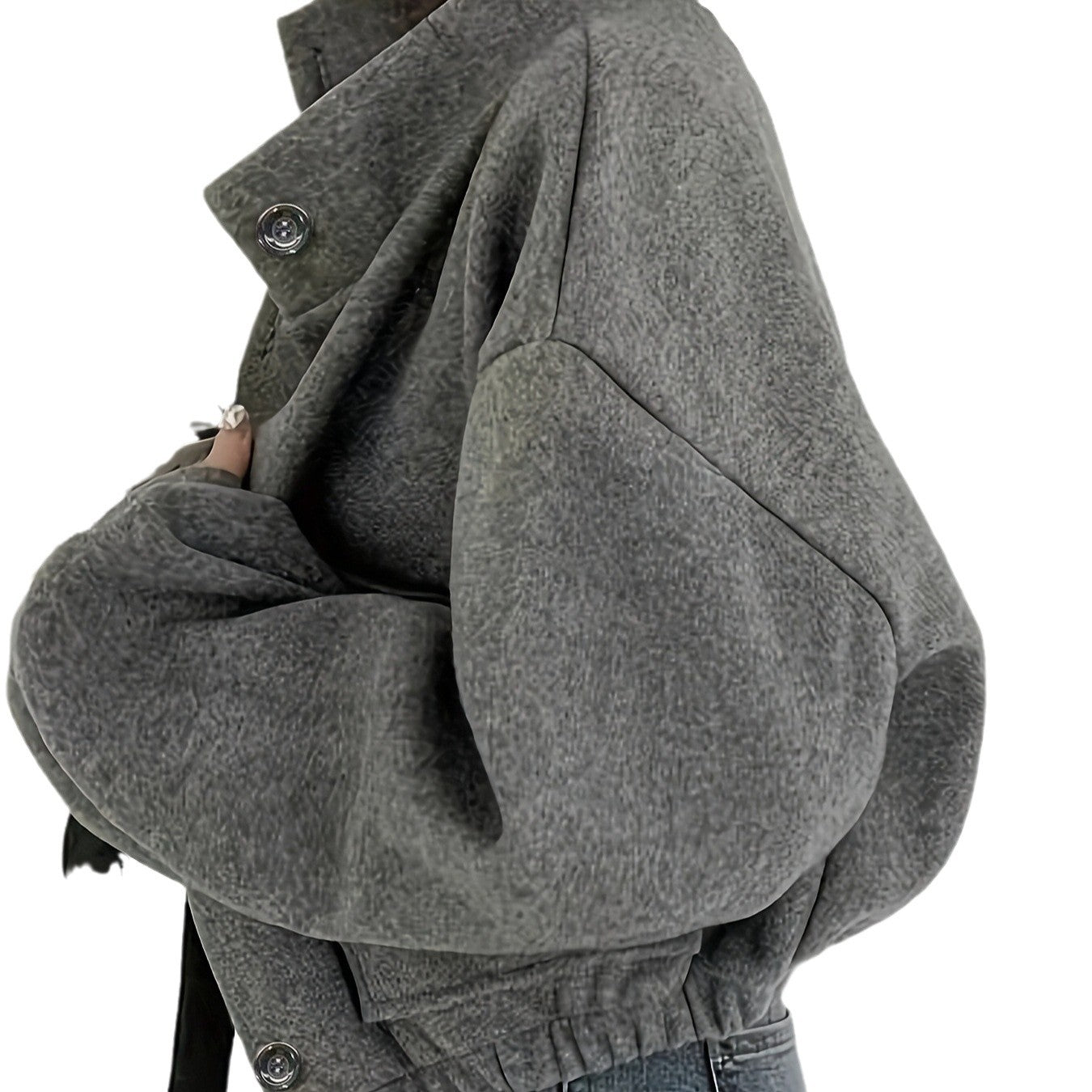 Dame cropped jakke med struktureret overflade og praktiske lommer Stilla