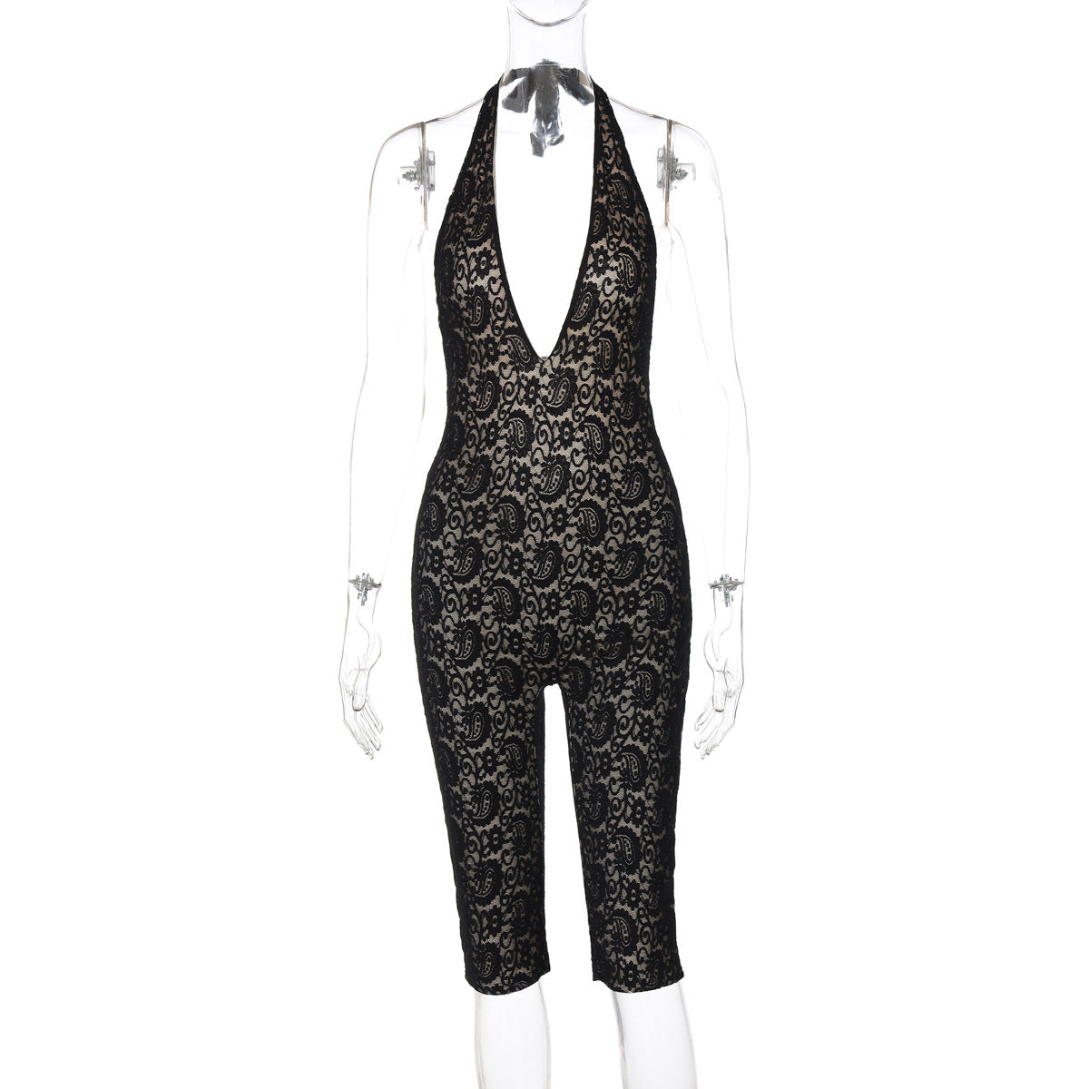 Dame Elegant Jumpsuit i eksklusiv blonde med dyb V-udskæring og tætsiddende pasform Stilla