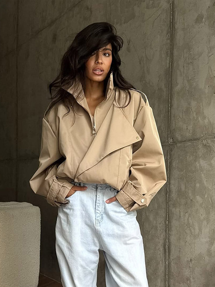 Dame afslappet oversized jakke med stilfuld revers Stilla