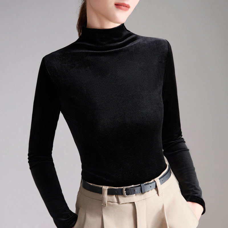 Dame Turtleneck Pullover med innovativt Veloursdesign Stilla