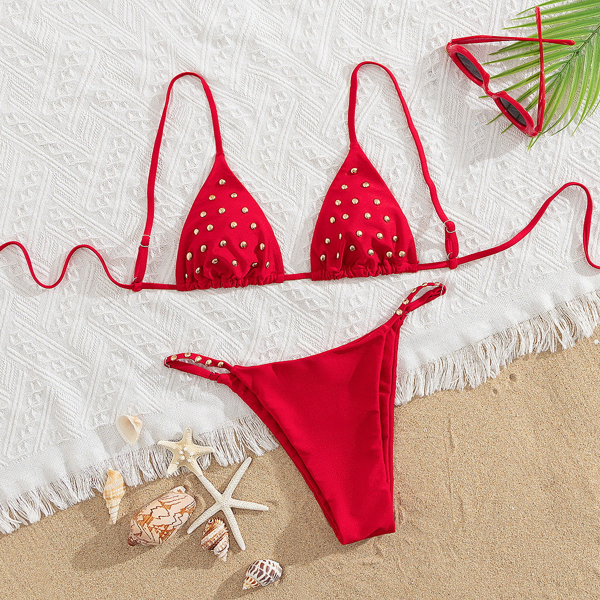 Dame Triangel-Bikini med gyldne detaljer Stilla