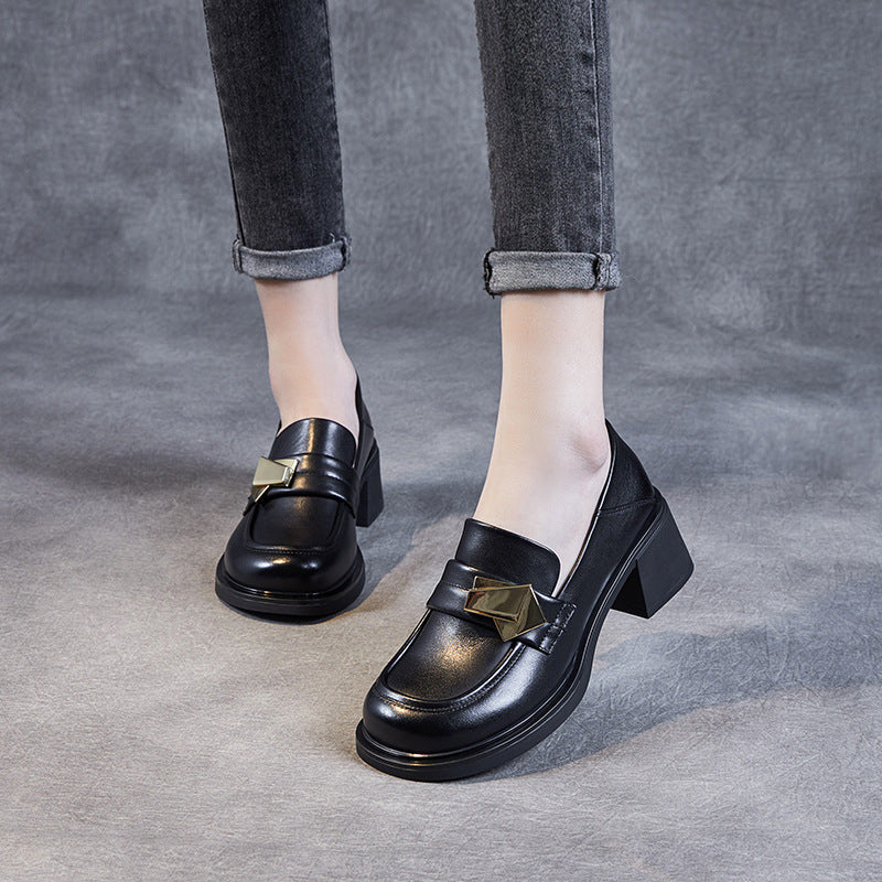 Dame Elegant Blokhæl Sneaker med Dekorativ Accent Stilla