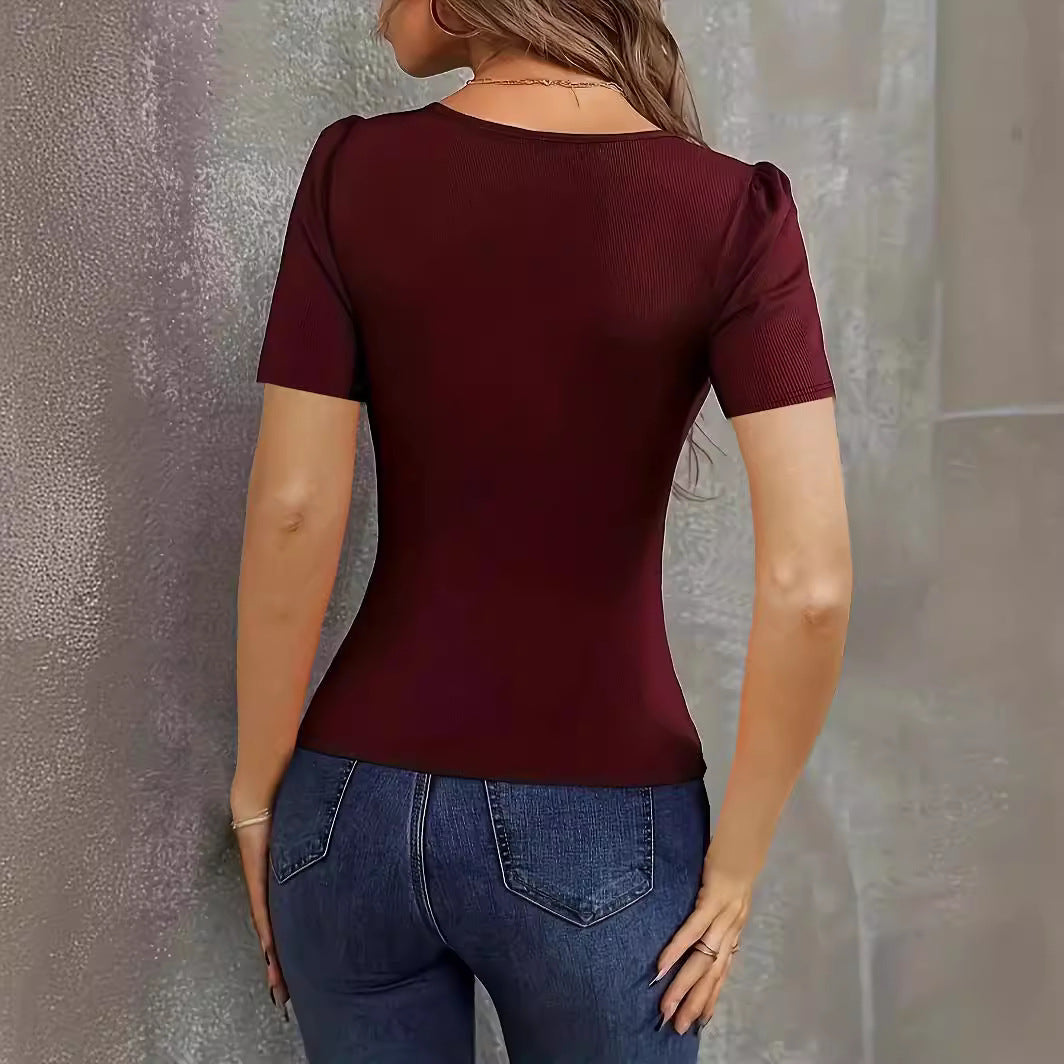 Dame V-hals Puffærme Bodysuit Stilla