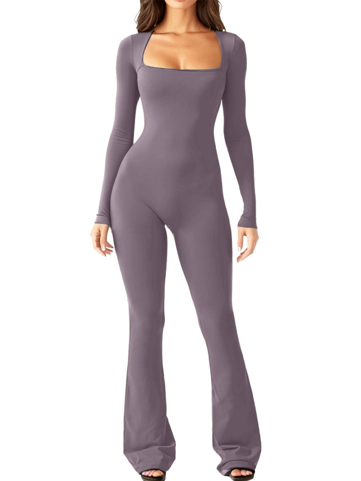Dame Figurtilpasset Jumpsuit med lange ærmer og bred ben Stilla