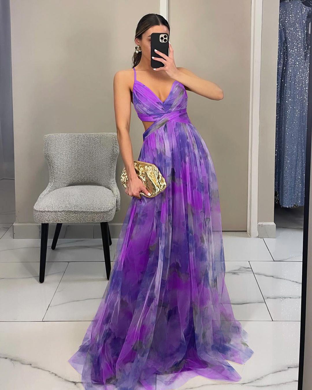 Dame Elegant Floral Maxi Kjole Stilla