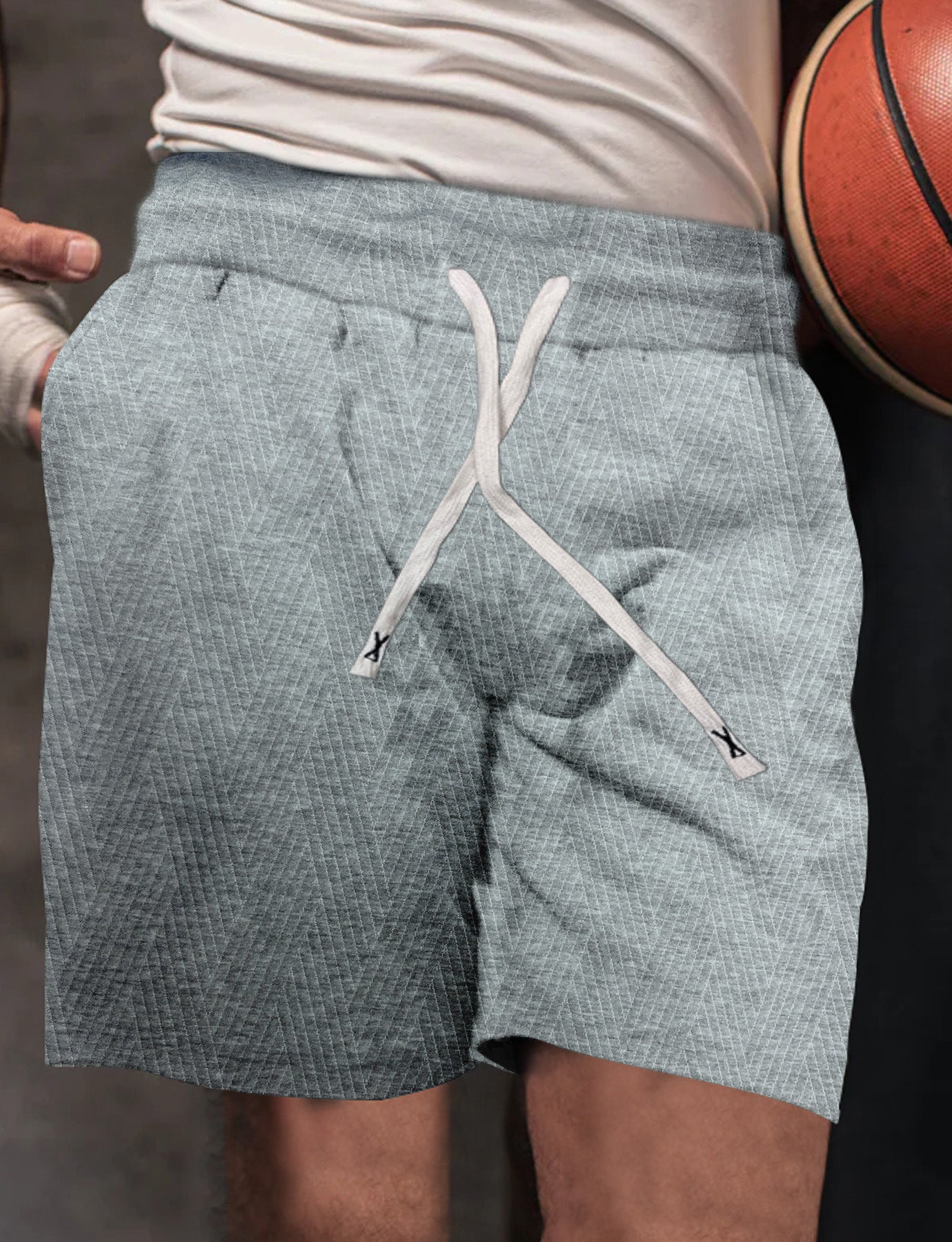 Herrer Sporty Basketballshorts med åndbar tekstur og justerbar snor Stilla