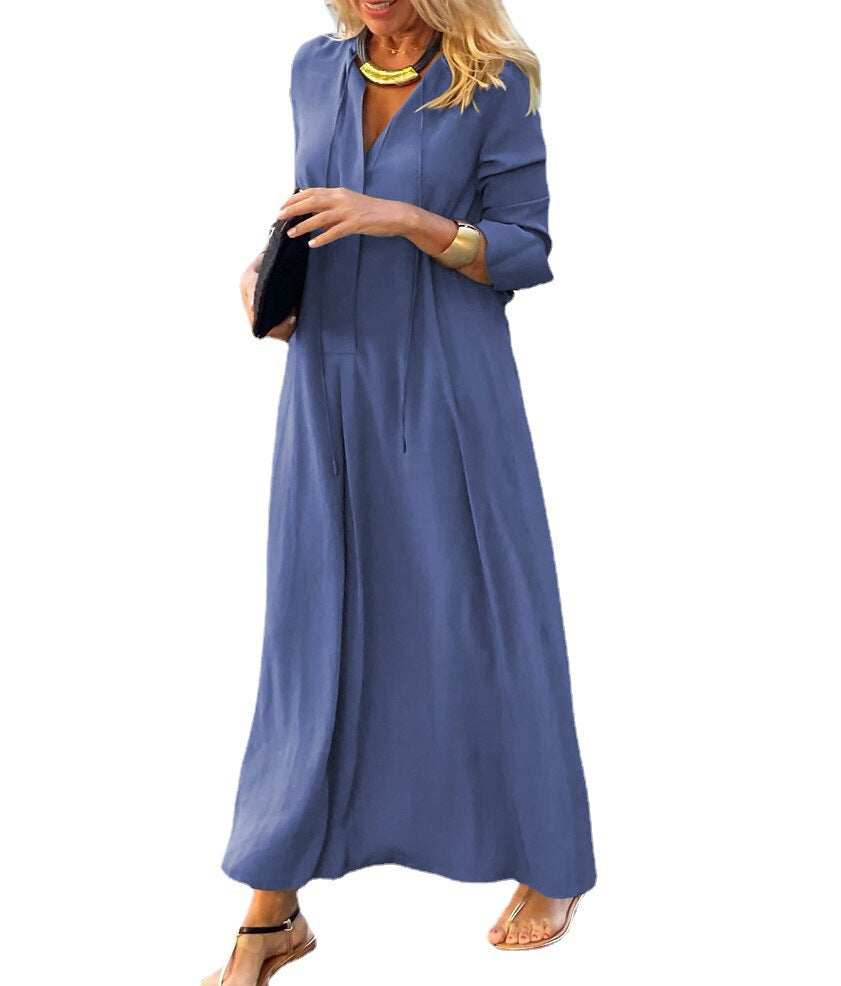 Dame Maxi- jumpsuit med elastisk taljetræk og elegant V-udskæring Stilla