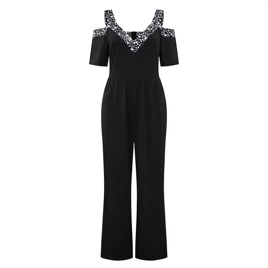 Dame elegant jumpsuit med Off-Shoulder design og sammensnørret talje Stilla