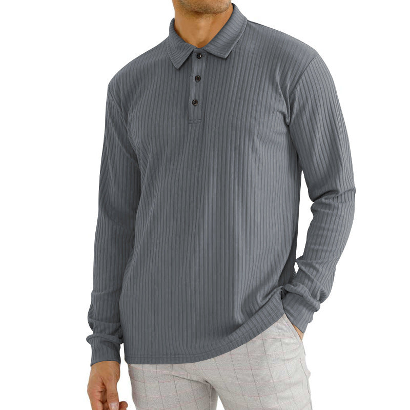 Herrer Langærmet Poloshirt med struktureret overflade og moderne krave Stilla