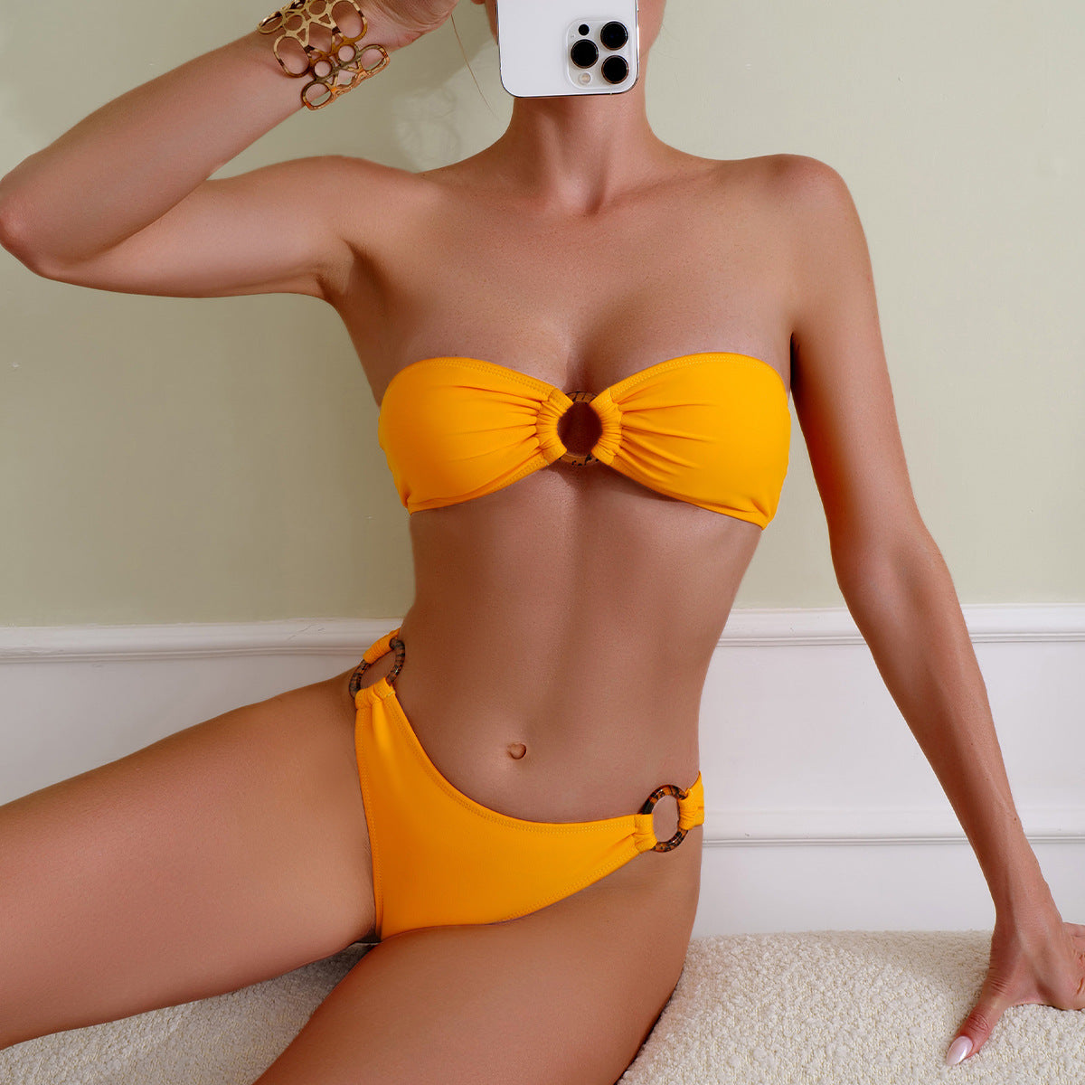 Dame Bandeau Bikini med ringdetaljer Stilla
