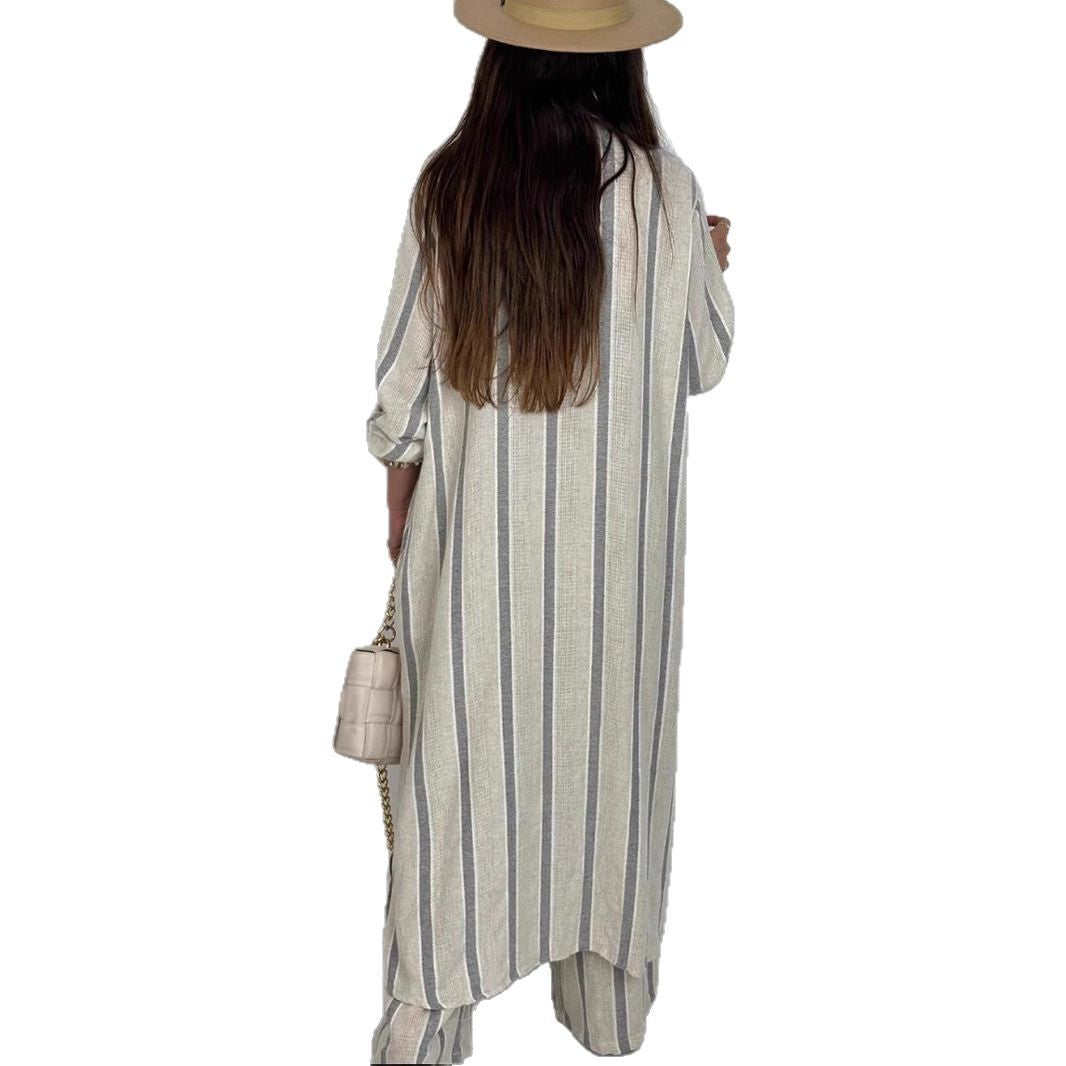 Dame afslappet linned sæt bestående af løst skåret skjorte og palazzo bukser Stiila