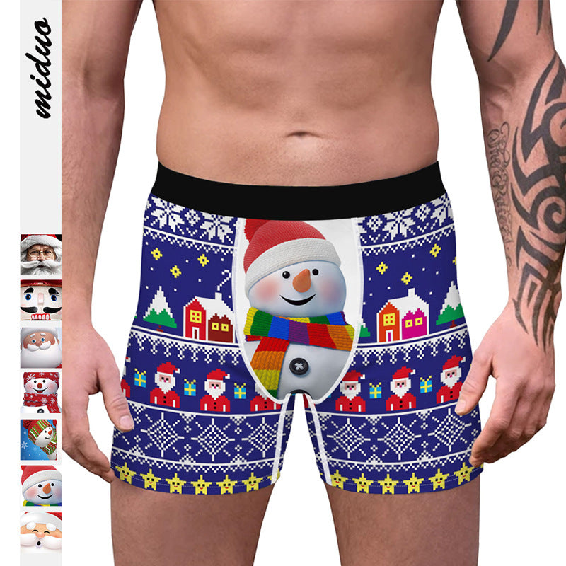 Herren Boxershorts med festligt snemand-design Stilla