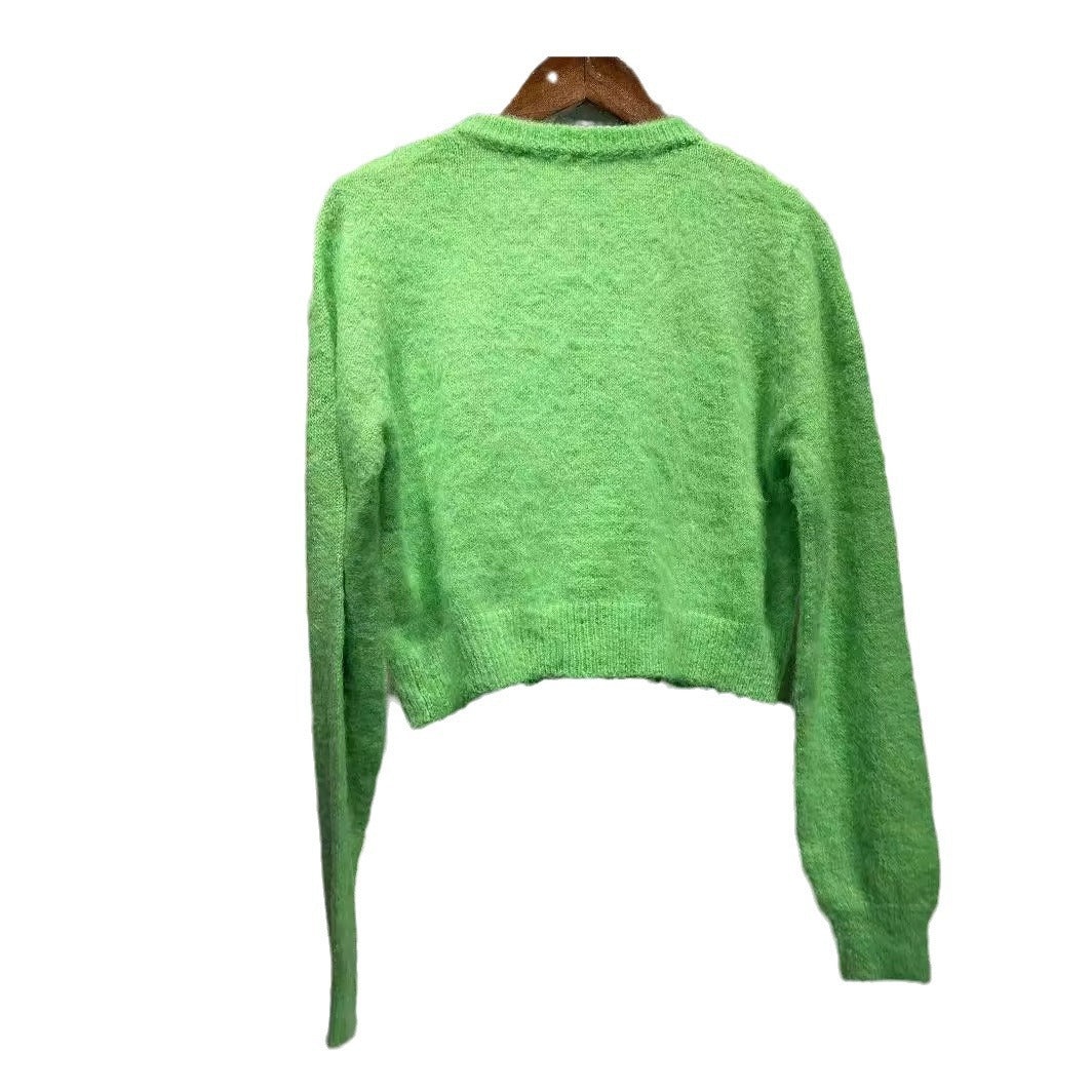 Dame cropped strikpullover med blød mohair-blanding og løs pasform Stilla