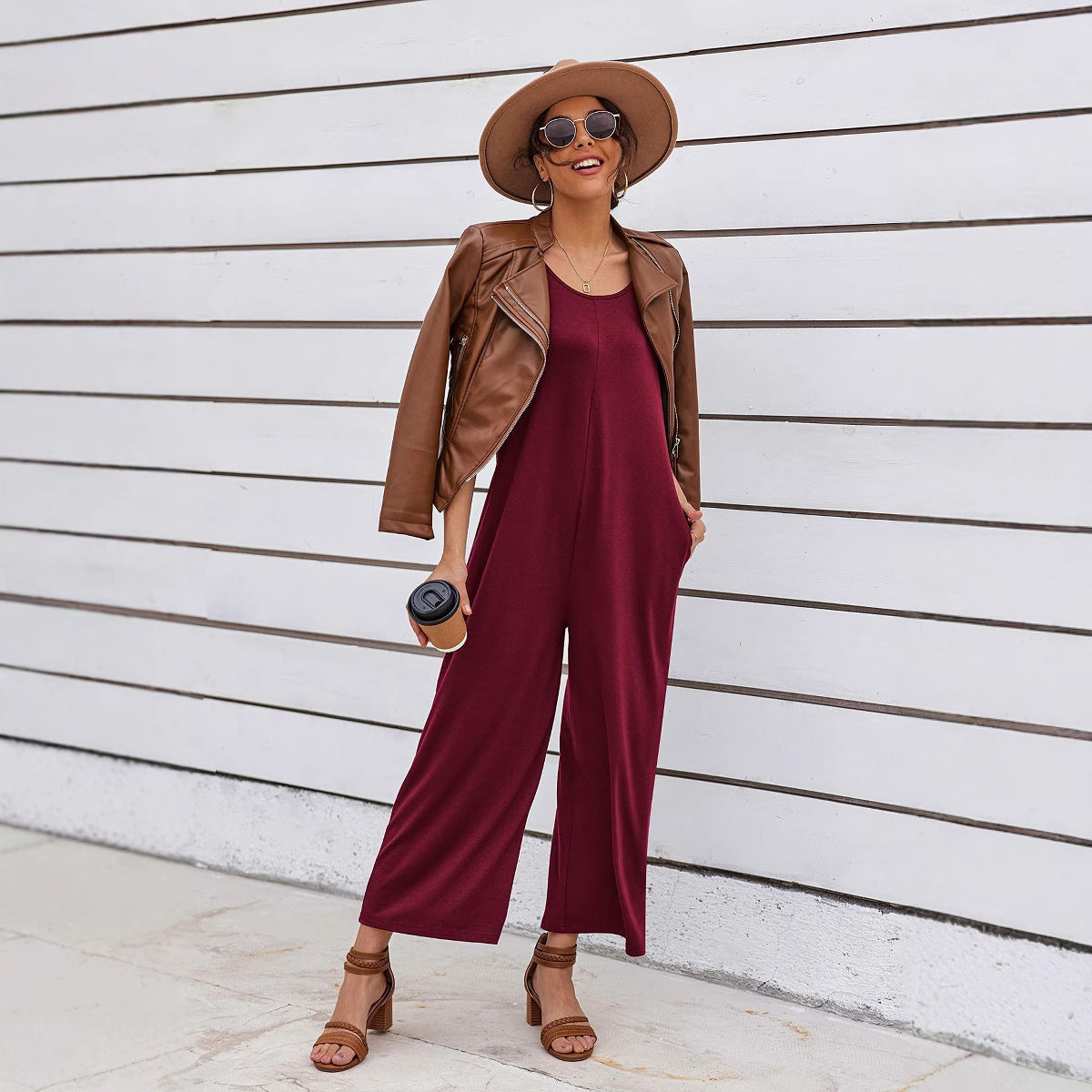 Kvinder Fritid Vidde Jumpsuit Stilla