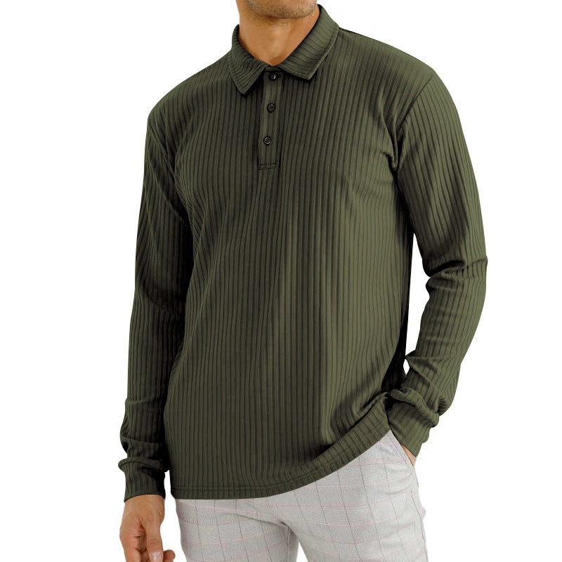 Herrer Langærmet Poloshirt med struktureret overflade og moderne krave Stilla