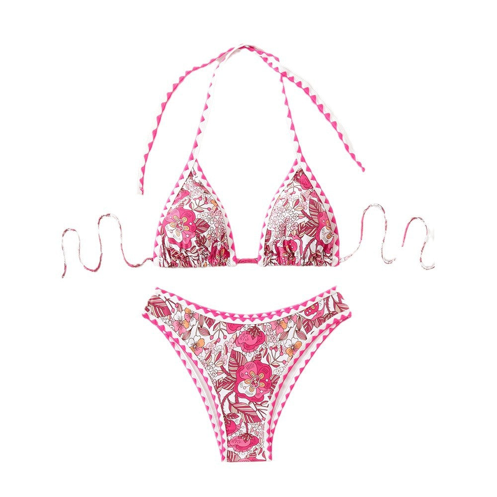 Dame triangle-bikini med floralt design Stilla