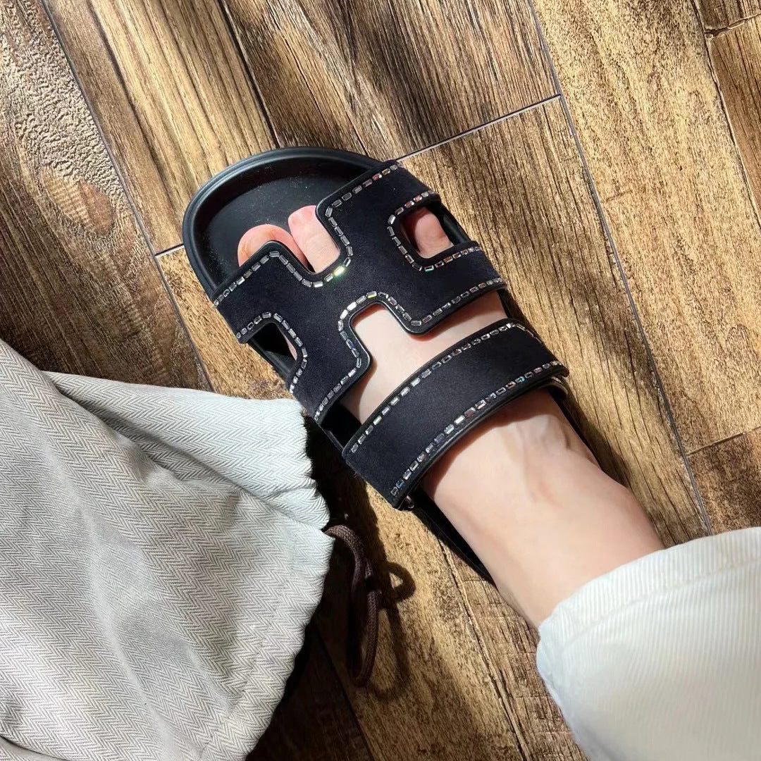 Dame Designer Pantoletter med moderne kryds-design Stilla