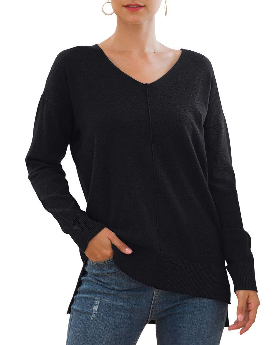 Dame elegant V-hals pullover med asymmetrisk snit Stilla