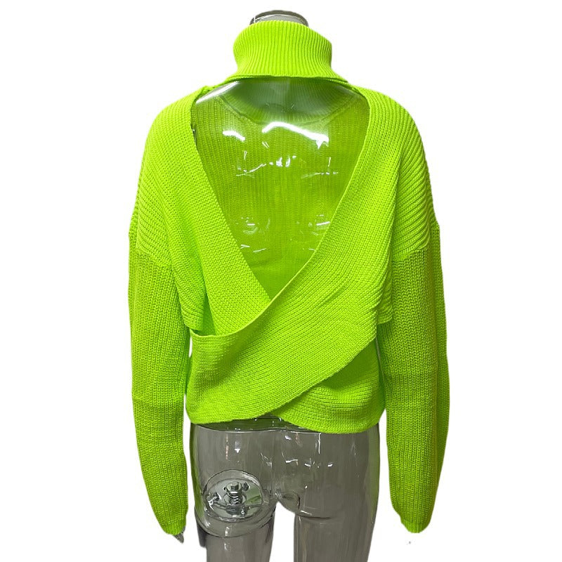 Dame Åben Ryg Strikjakke Stilla