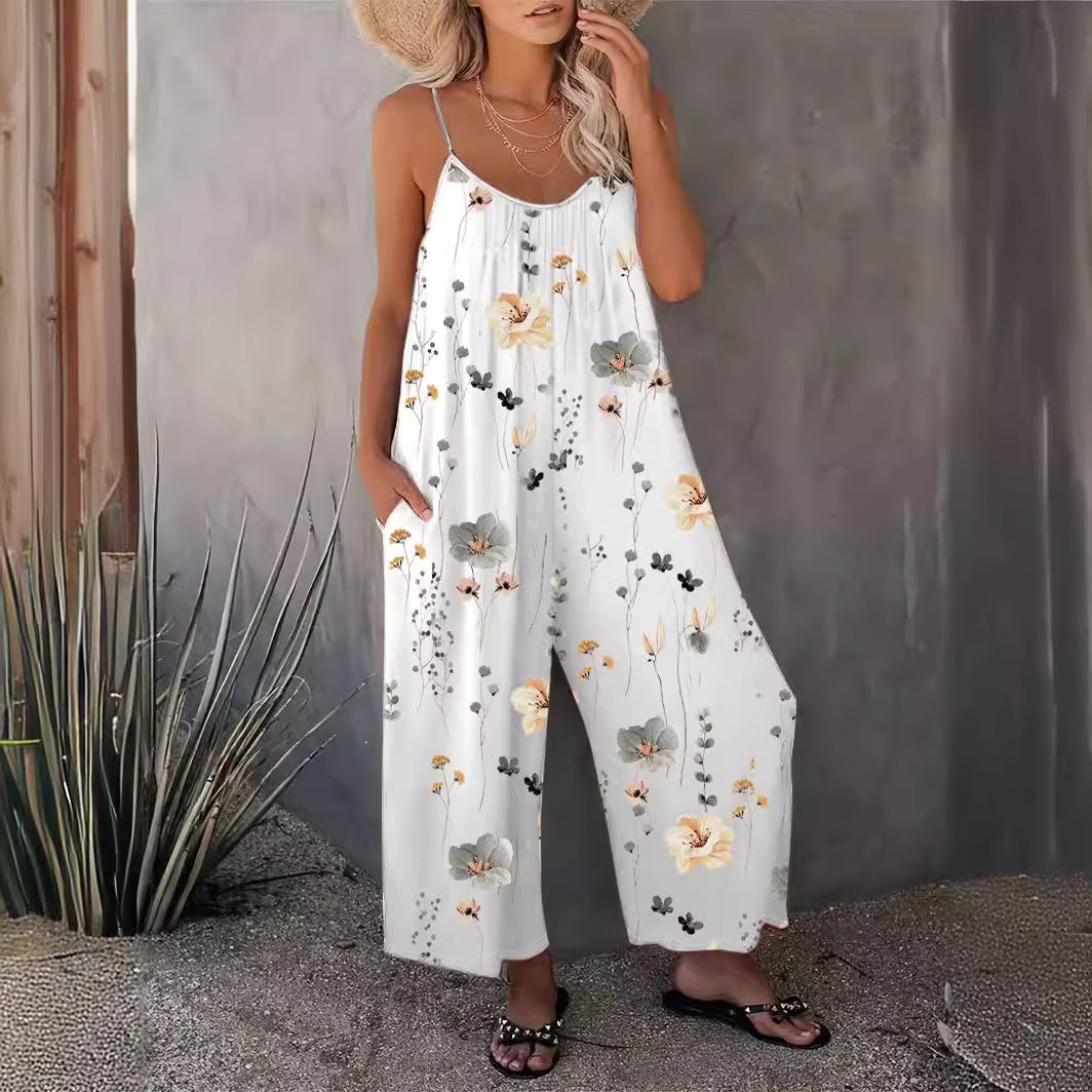 Dame Løs Jumpsuit med florale accenter og bredt ben Stilla