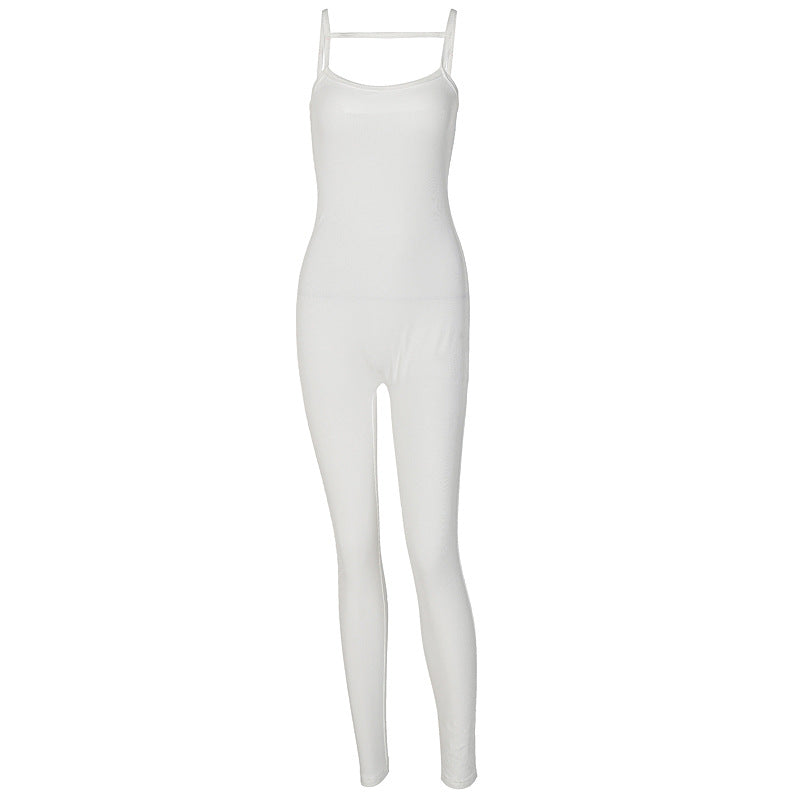 Dame figurformende jumpsuit med lange stropper og elastisk materiale Stilla