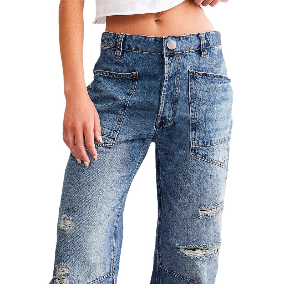 Dame denimbukser med store lommer Stilla