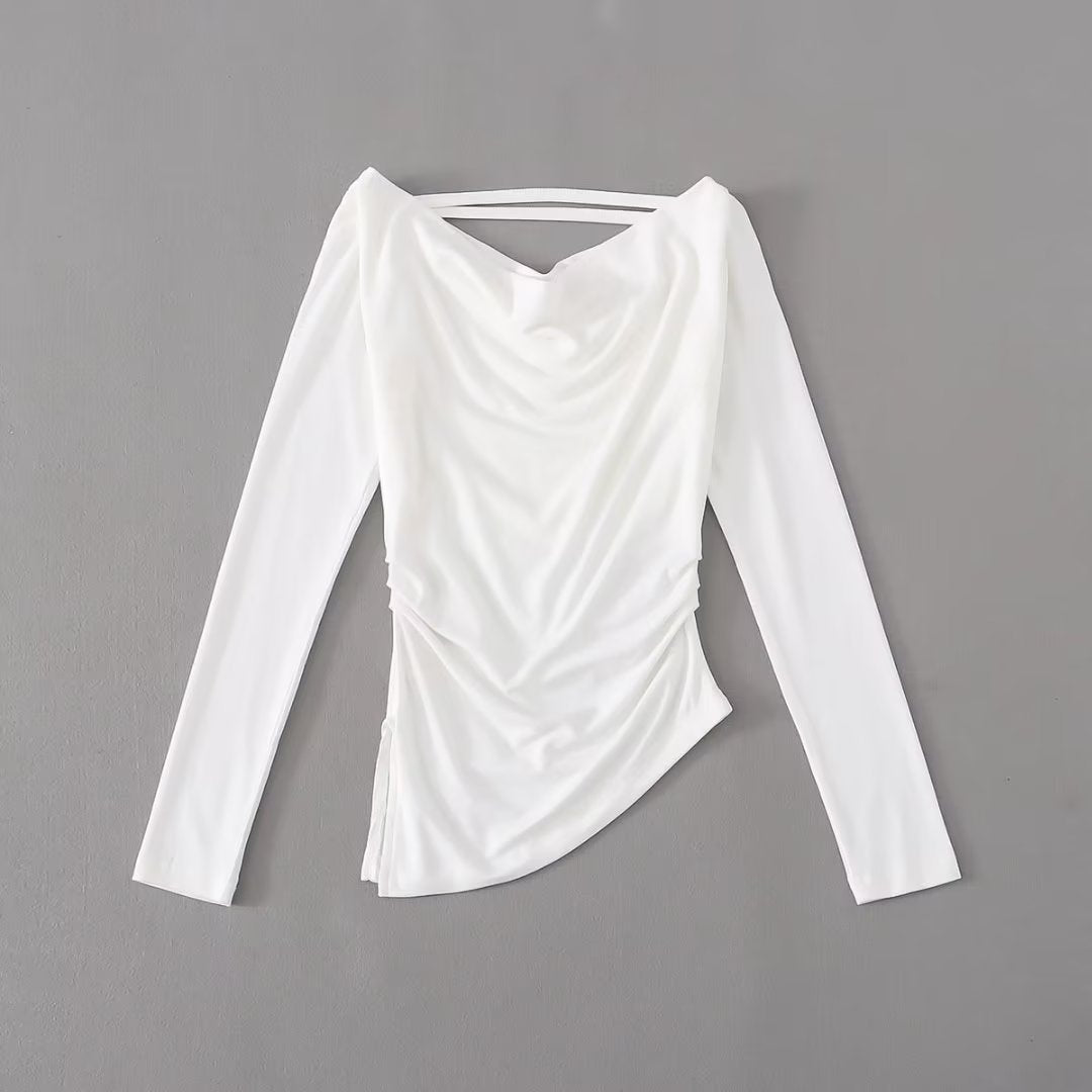 Dame Elegant asymmetrisk top med raffineret draperingsdetalje Stilla