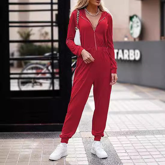 Dame moderat Jumpsuit med praktiske lommer og høj krave Stilla