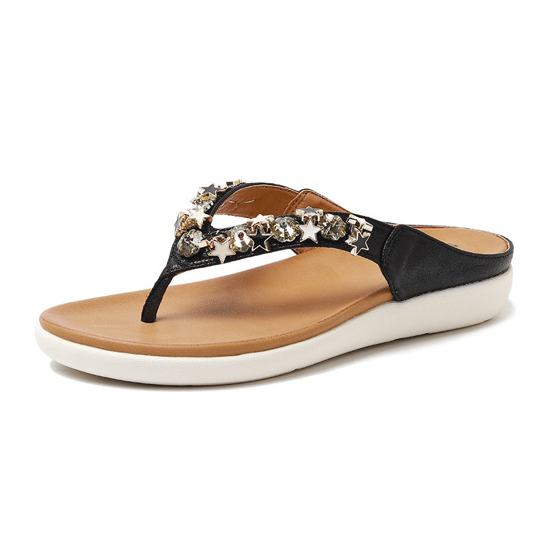 Dame trendy tær sandaler med funklerne glitrende sten Stilla