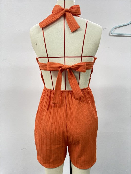 Damer Smaragdgrøn Jumpsuit med rynket overdel og brede shorts Stilla