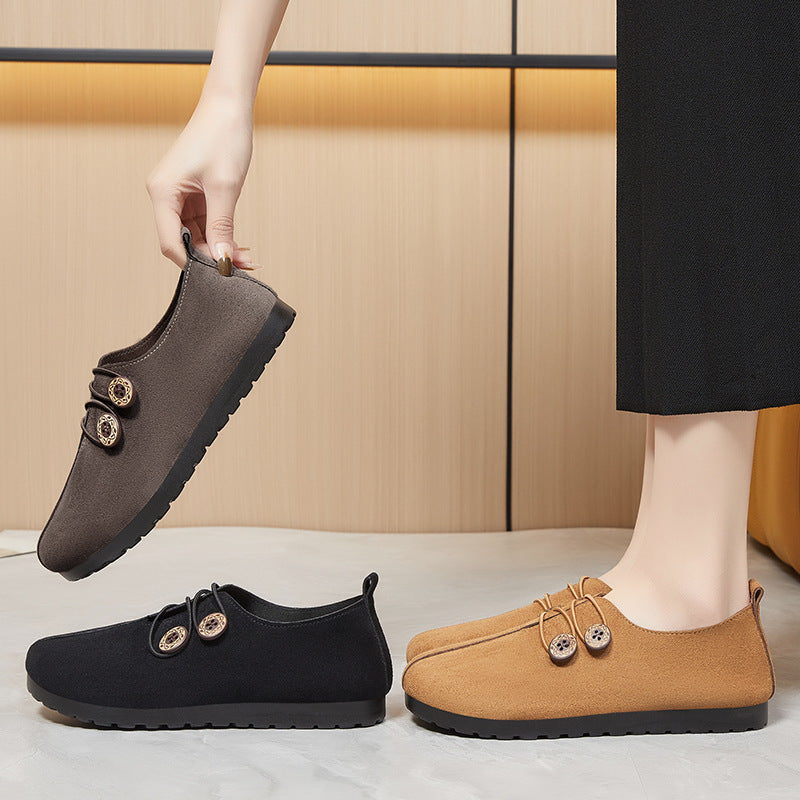 Femme Bekvemme Suede Slippers med Justerbar Lås Stilla