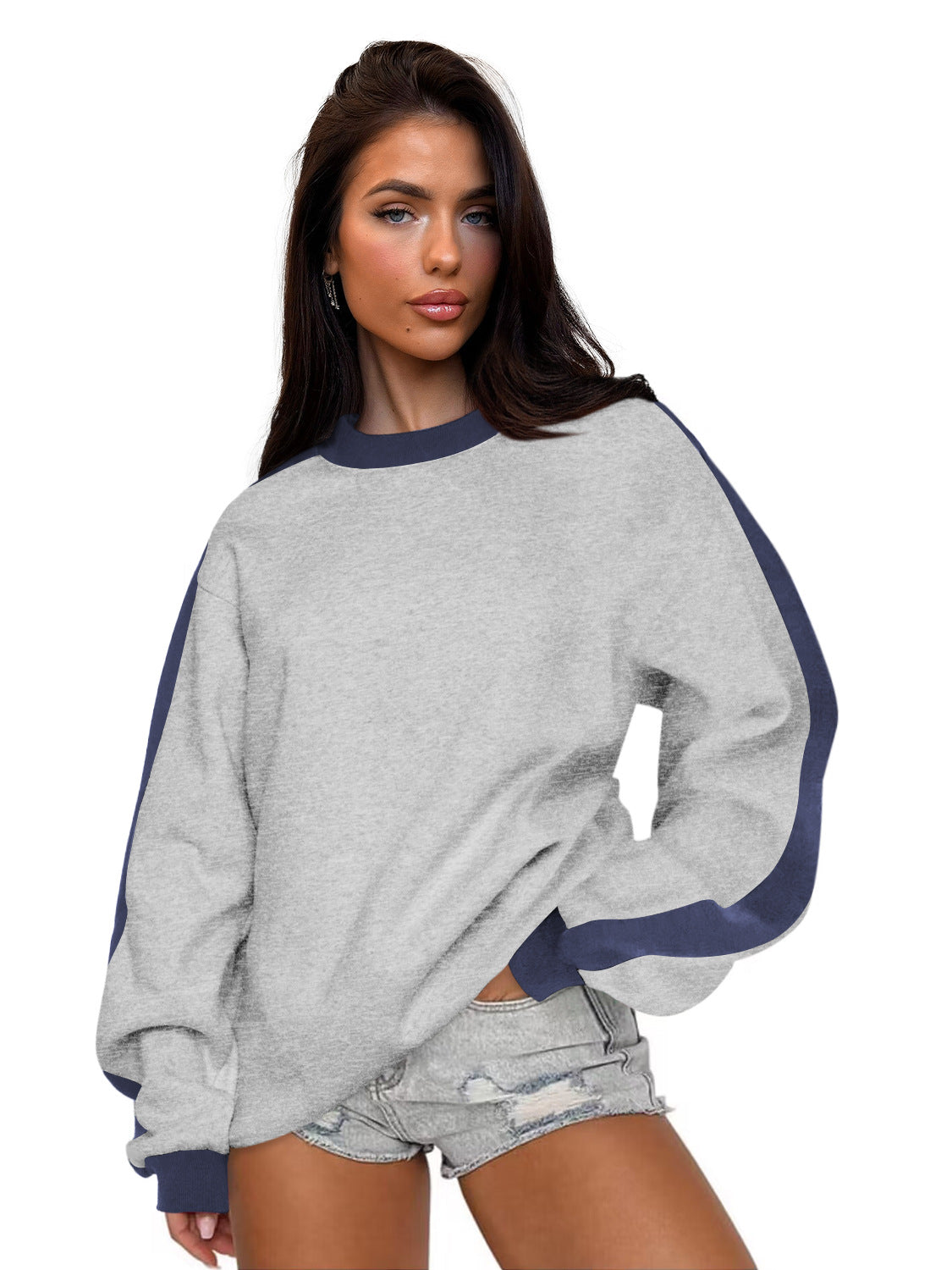 Dame mode sweatshirts med kontrastærmer Stilla
