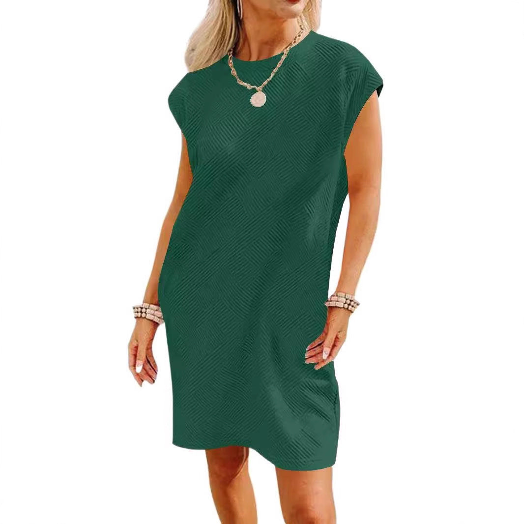 Dame afslappet kort kjole med fashionable struktur mønster og komfortabel pasform Stilla