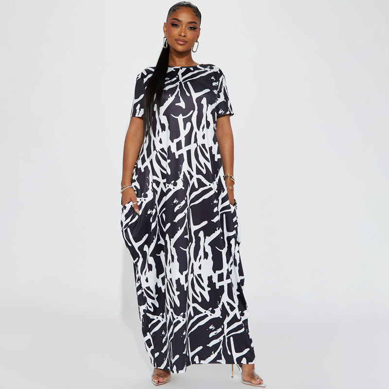 Dame Oversized Kjole i moderne Grafisk Design Stilla