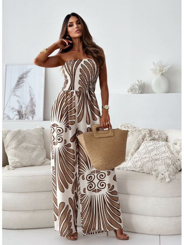 Dame Elegant og luftig Maxi- jumpsuit med blomster mønster Stilla