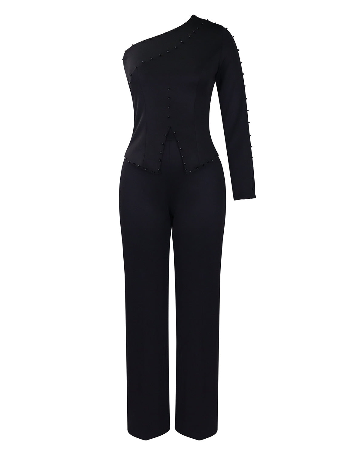 Dame jumpsuit med asymmetrisk design og dekorative elementer Stilla