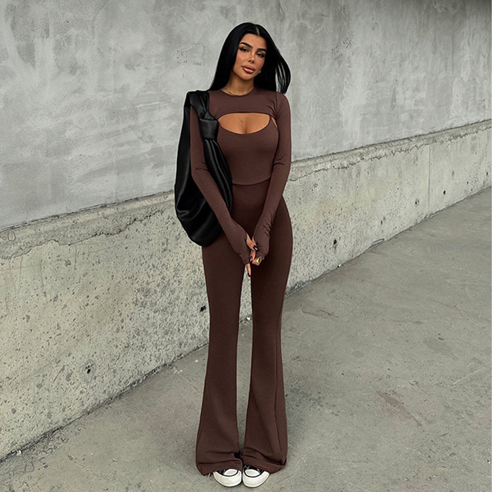 Dame Figurformende Jumpsuit med Cut-Out-detalje og stilfuldt langærmet design Stilla