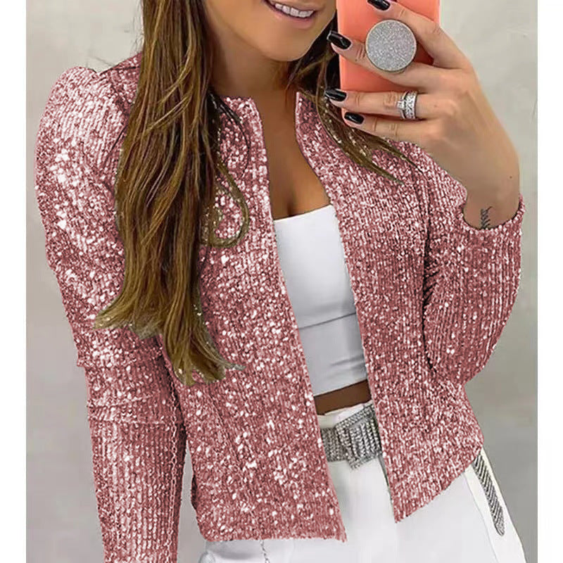 Stilla | Trendy Farve-Block Paillet Kort Casual Jakke