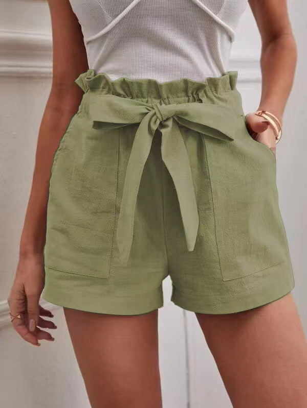 Dame højtaljede shorts med bundet detalje Stilla