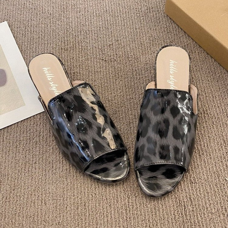Dame hjemmesko med hyggelig transparent hæl og trendy leopardmønster Stilla