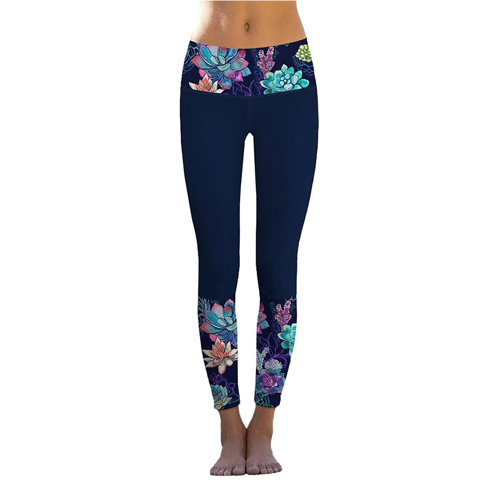 Dame Sporty Leggings med stilfuldt marmorprint og høj talje Stilla