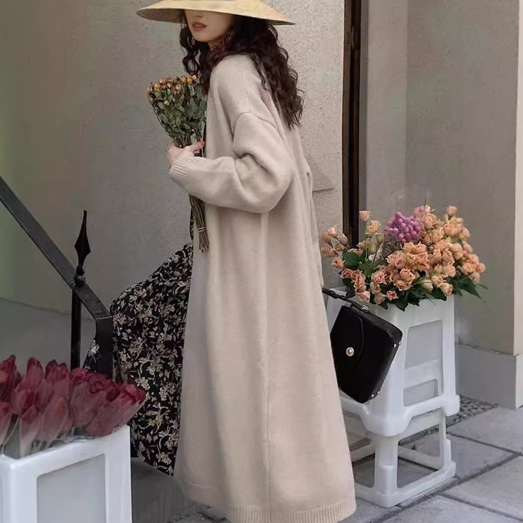 Femme Cozy Åben Foran Lang Cardigan Stilla