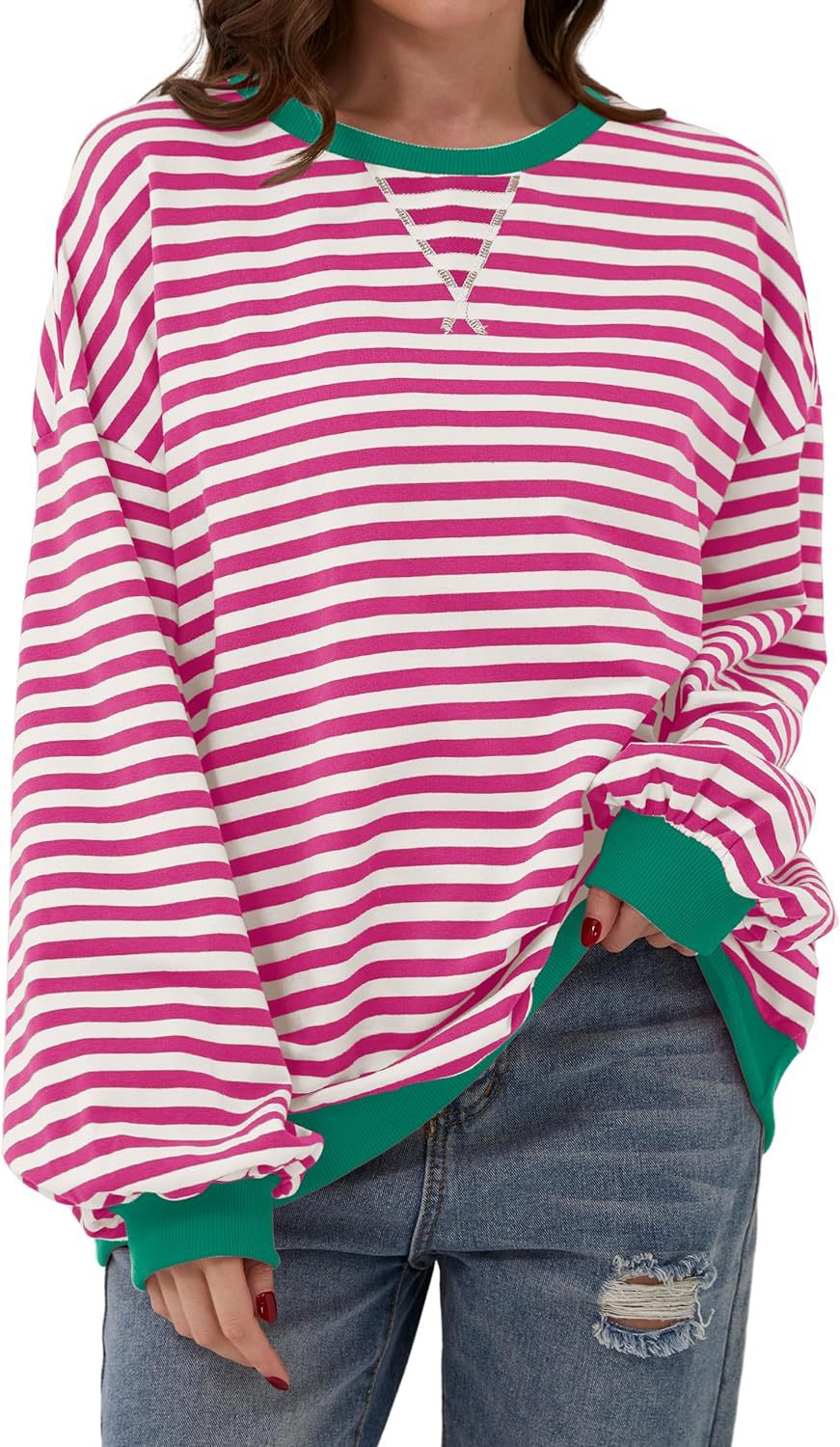 Stilla | Løs Stribet Pullover i Løs Pasform