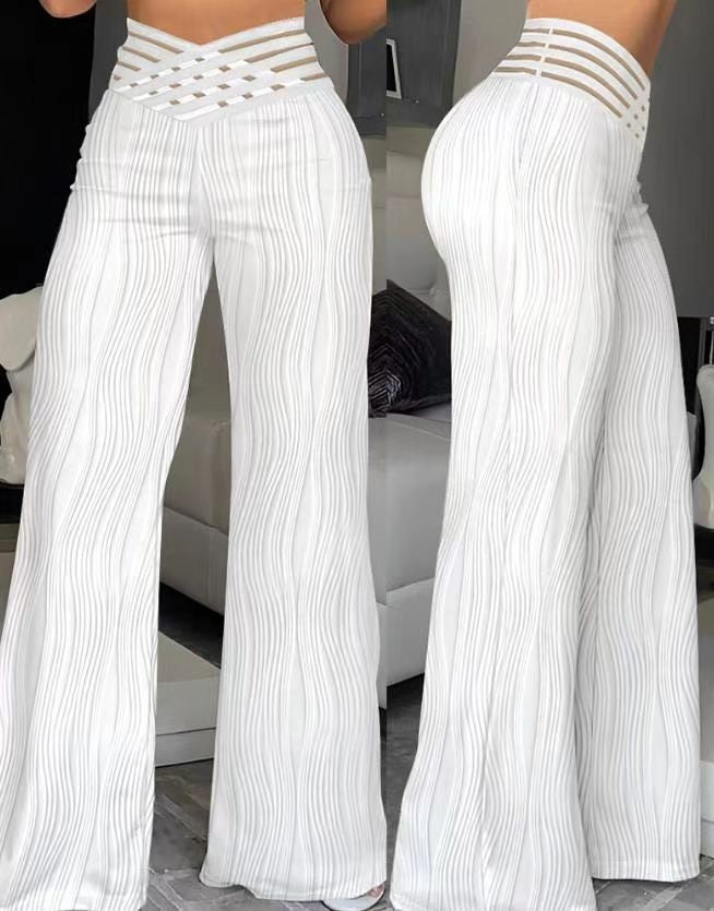 Dame bred Palazzo-bukser med raffinerede cut-outs og struktureret overflade Stilla